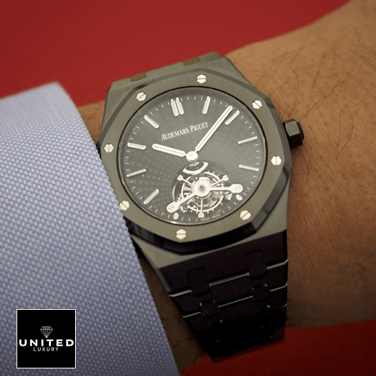 Audemars Piguet Royal Oak Tourbillon 26522CE.OO.1225CE.01 Replica 5 Audemars Piguet Royal Oak Tourbillion 26522CE.OO_.1225CE Replica on the man wrist