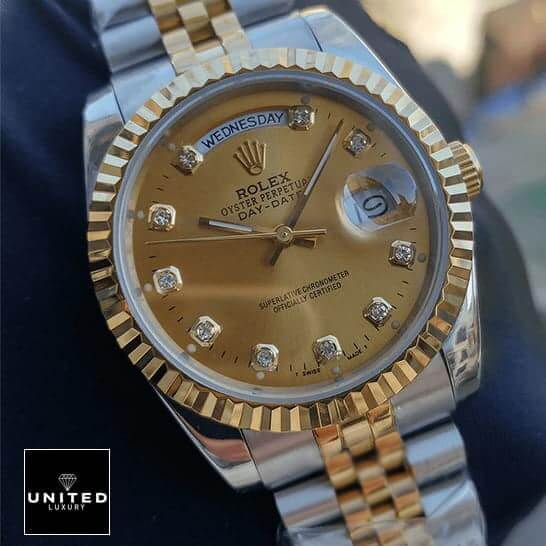 Rolex Day-Date 128238 Yellow Gold With Diamond Dial Replica 1 Rolex Day-Date 128238 MOP Replica Diamond Indices