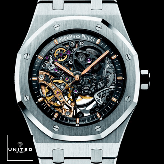 AP Openworked Replica 5 Audemars Piguet Royal Oak Skeleton Dial Stainless Steel Case Replica front view