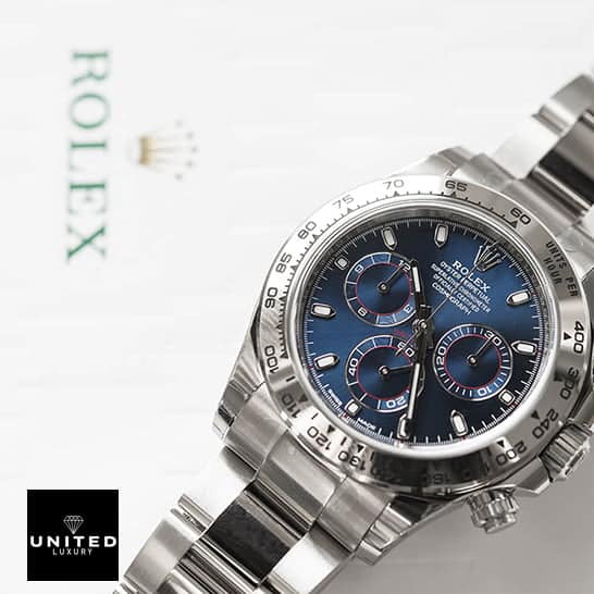 Daytona White Gold Blue Dial Replica 5 Rolex Daytona 116509 Blue Dial S.Steel Bezel Oyster Replica on the Rolex Box