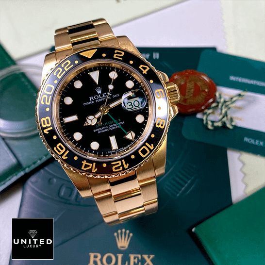 Rolex Oyster Perpetual Gmt-Master Replica 2 Rolex GMT-Master II 116718LN Black Bezel Oyster Replica & Guarantee Card
