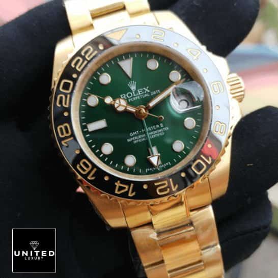Rolex GMT-Master II 11678LN Yellow Gold Green Dial oyster Replica 3 Rolex GMT Green Dial Replica Gold Bracelet