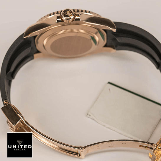 Rolex Perpetual Yacht-Master Gem-Set Bezel 116695 SATS Replica 8 Rolex Perpetual Leather Bracelet stainless stell case 116695 Replica opened clasp