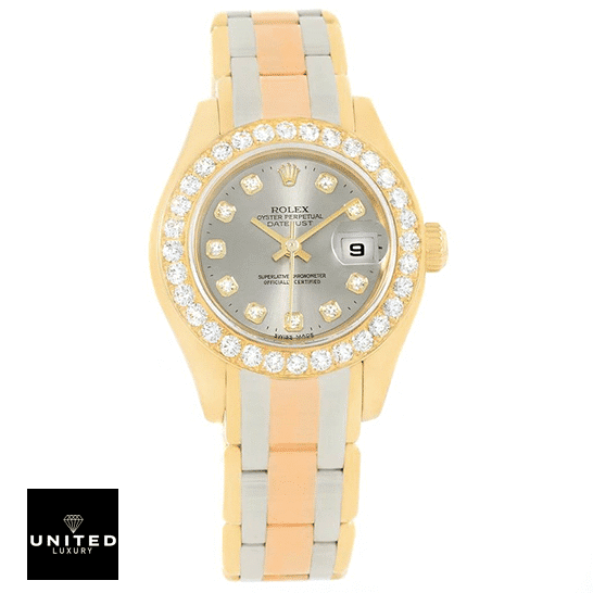 Rolex Tridor Pearlmaster Ladies Gold & Diamond 80298-0048 Replica 2 Rolex Tridor Pearlmaster 80298-0048 Ladies Gold & Diamond Bezel Replica