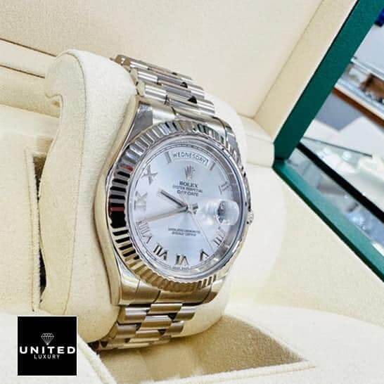Rolex Day-Date II 218239 Grey Roman Dial Replica 4 Rolex Day-Date II 218239 white replica in the rolex box